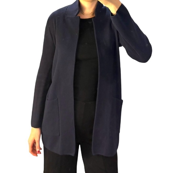 J. Crew Sweaters - J. Crew Navy Blue Women's Cotton Blazer-style cardigan sweater size XXS